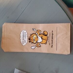Garfield Cat Vintage Paper Lunch Bags Jim Davis Circa.1978  Set of 14